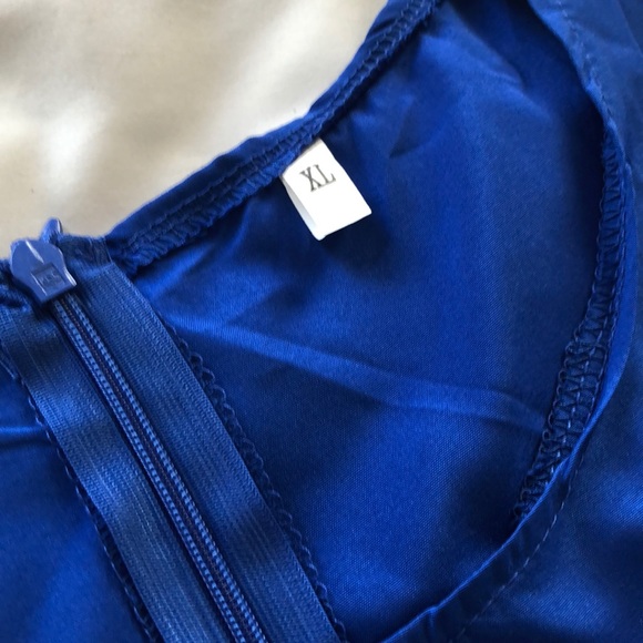 2/30🌻Lovely blue ruffled sleeveless dress XL/ 8 - Picture 4 of 6